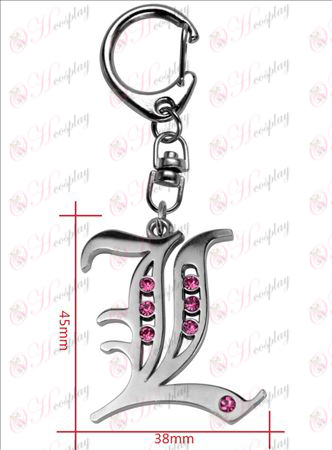 Death Note AccessoriesL Flagge mit Diamant Schlüsselanhänger (rosa Diamant)