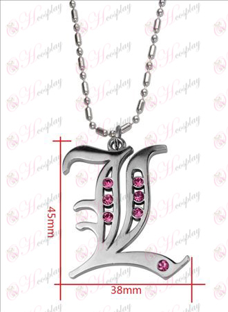 Death Note AccessoriesL flag with diamond necklace (pink diamond)