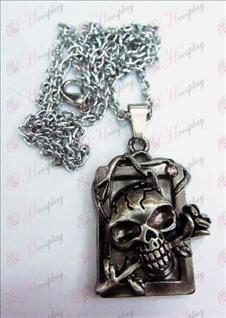 Death Note Accessoires Merk dimensionale schedel hoofdband vierkante diamanten halsketting (oude zilveren)