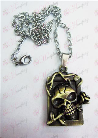 Death Note Accessoires Merk dimensionale schedel hoofdband vierkante diamanten halsketting (brons)