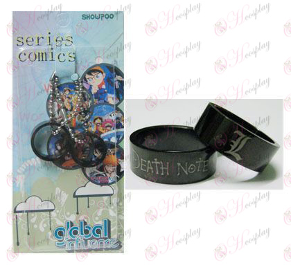 Death Note Tilbehør-kort installert svart stål par ringer