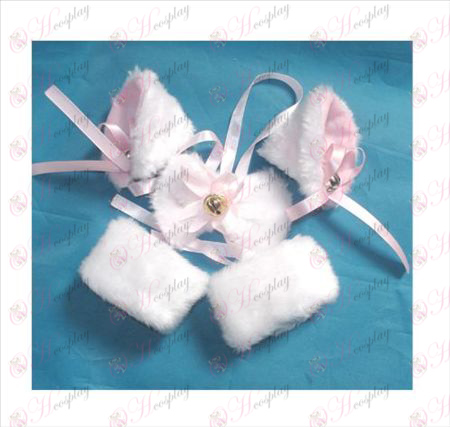 Bianco campana BB cartella orecchie di gatto + tie + braccialetto elastico
