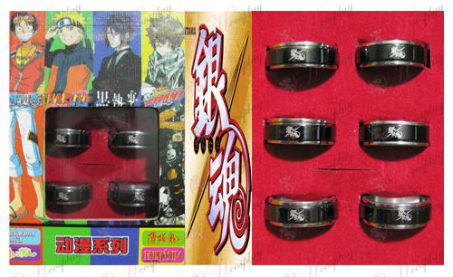 Gin Tama Accessories black steel rotating ring 6 a suit