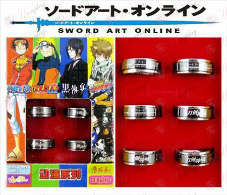 Sword Art Online Аксесоари черна стомана въртящия се пръстен (6 / комплект)