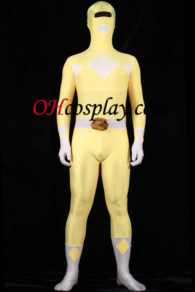 黄色と白ライクラスパンデックスユニセックス全身タイツスーツ