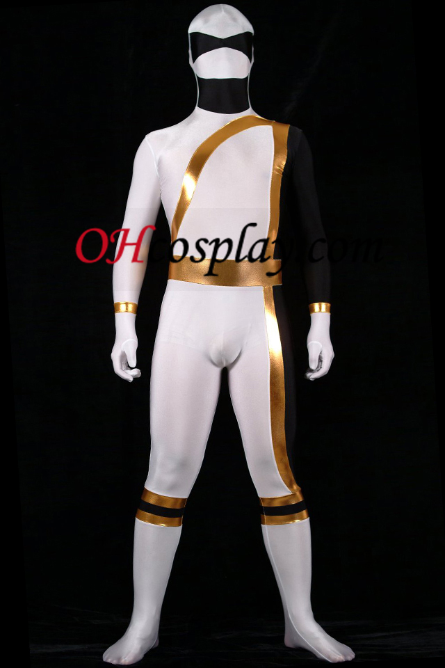 Preto Ouro Branco Lycra Supreheo Spandex Unisex Zentai Suit