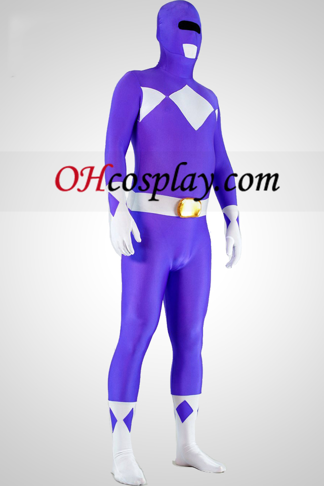 Mighty zentaiin Purple Ranger Lycra Spandex Superhero Зентай Suit