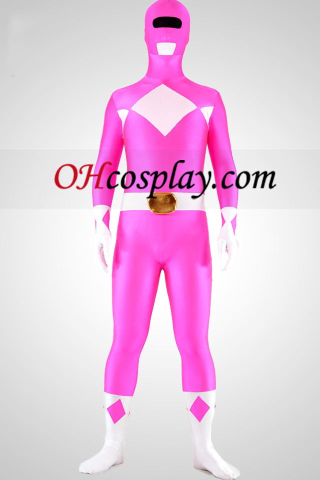 Mighty zentaiin Pink Ranger Lycra Spandex Superhero Zentai Suit