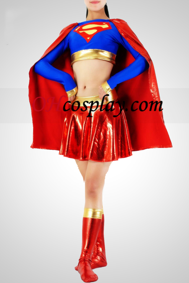 מבריק מתכתי סופר אשת Superhero בגד גוף