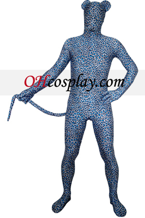Blue Leopard Lycra Zentai Obleky