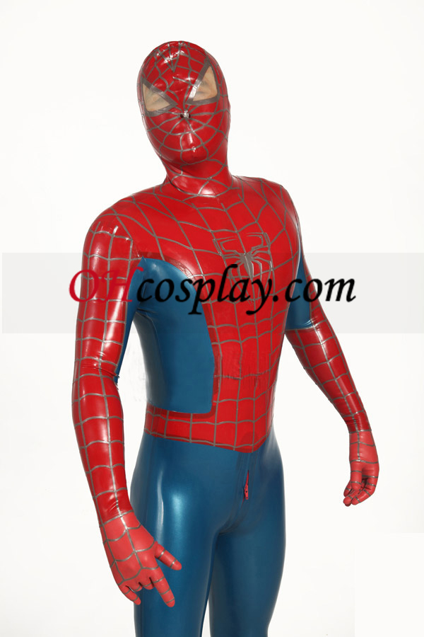 Red и Blue раираната Spiderman Superhero Зентай Suit