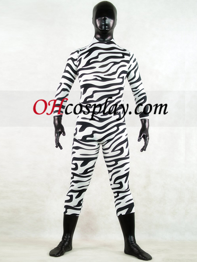 Zebra kožo Full Body Lycra Spandex Zentai Obleky