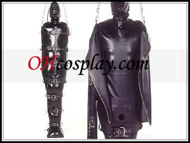 Shiny Черно Full Body Покрит Надуваеми Latex Costume