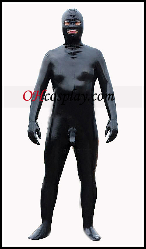 Shiny черен Мъж Full Body Latex Costume