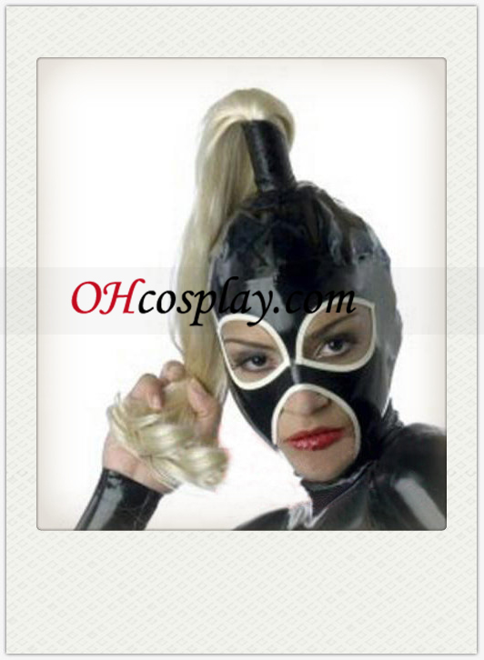 Black Female Latex Mask with Wig, Open Eyes and Mouth