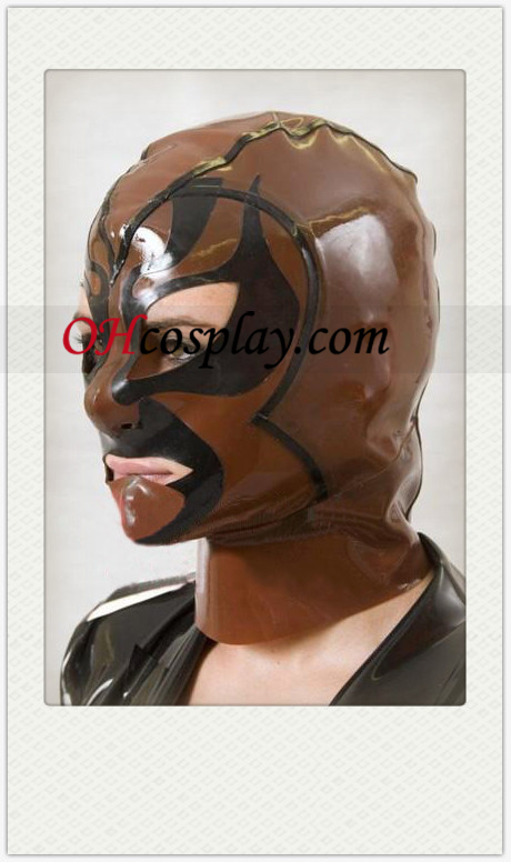 Brown Latex Demon Mask with Open Eyes and Mouth