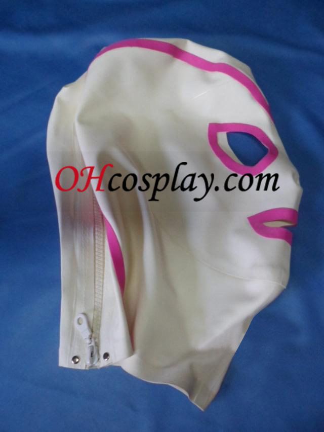 Pink and White Latex Mask with Open Eyes and Mouth