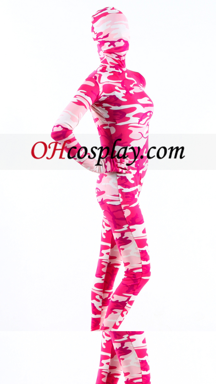Roze Camouflage Lycra Zentai Kostuums