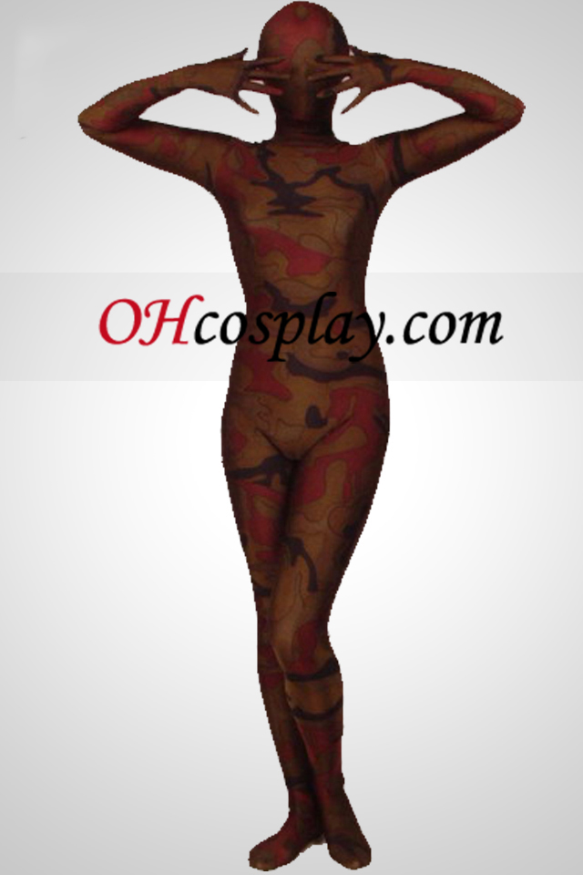 Кафе Camouflage Color Lycra Full Body Suit Зентай