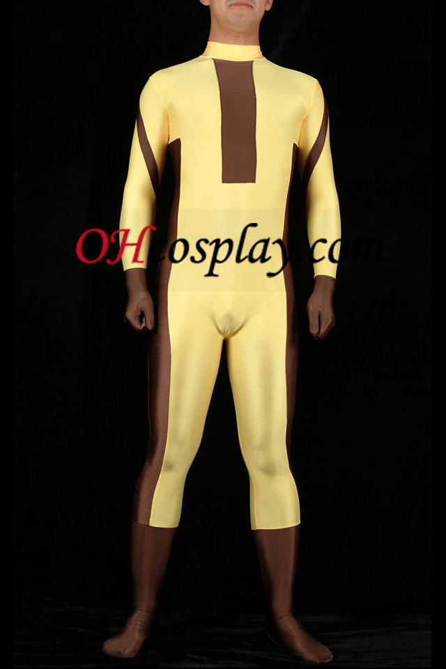 Yellow And Brown Lycra Spandex Unisex Catsuit