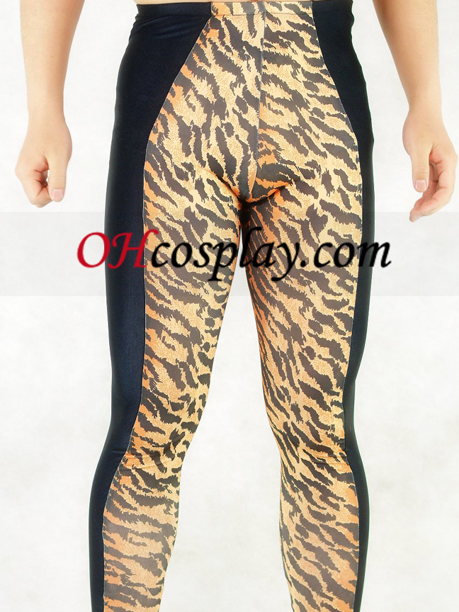 Tiger Skin And Black Style Lycra Spandex Men's Pants