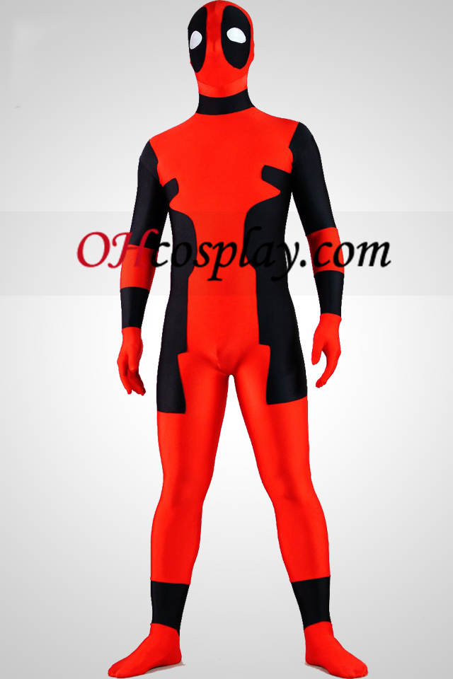 Preto e Vermelho Spandex Lycra Zentai Suit