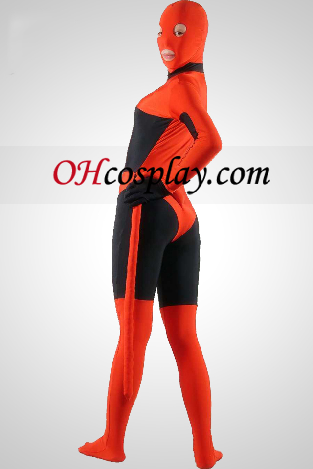 Черно и червено Lycra Spandex Зентай Suit