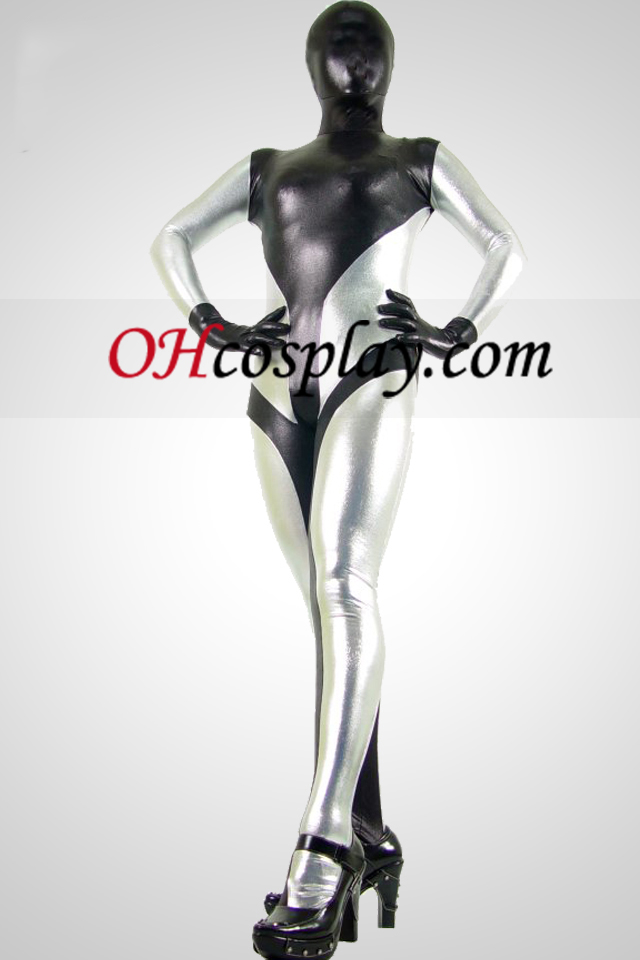 Черен и сребрист металик Зентай Shiny Suit