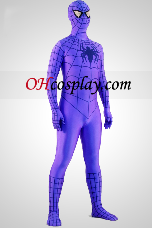 Purple Spiderman Superhero Зентай Suit