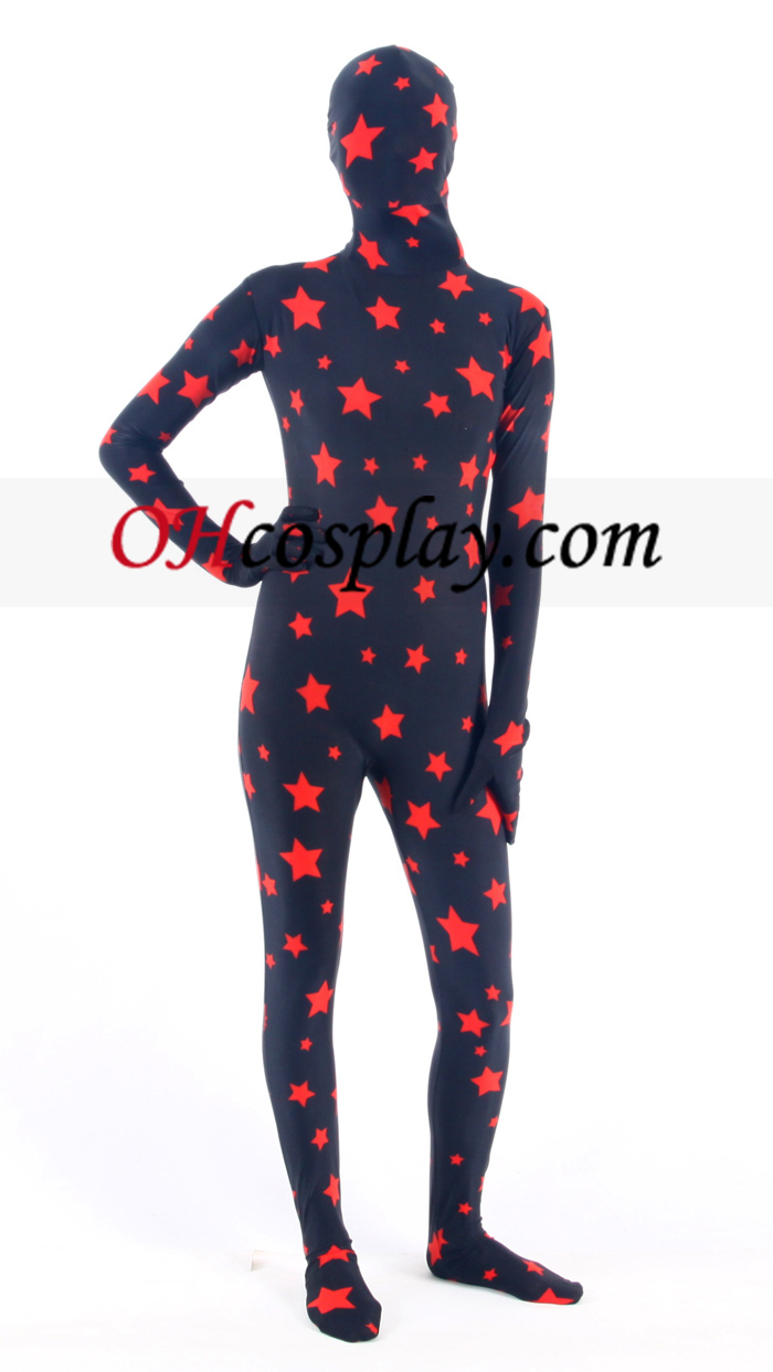Black Star Pattern Lycra Zentai Suit
