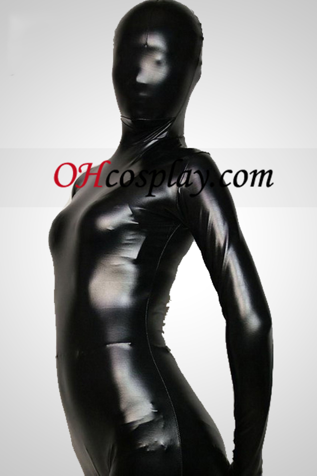 Black Full Body Shiny Metallic Zentai oblek