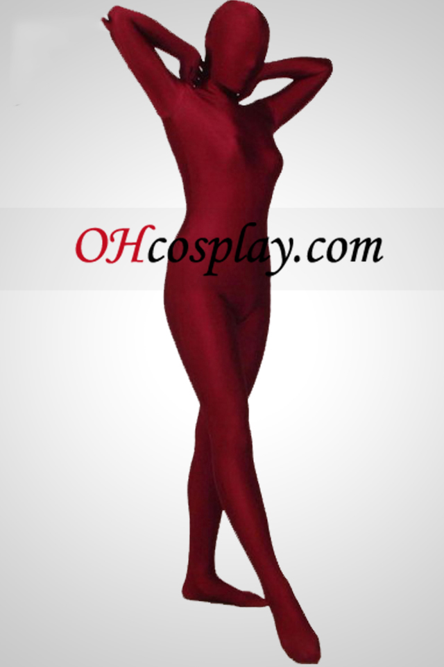 Oscuro traje rojo Full Body Lycra Spandex Zentai