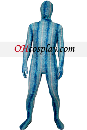 Blue Digital Print Lycra Зентай Suit