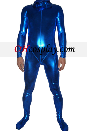 Azul brillante metalizado traje Zentai