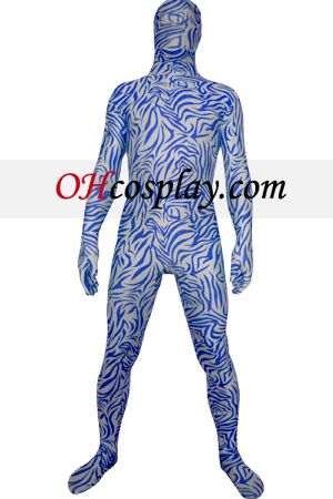 Blu Bianco Zentai Digital Lycra Zentai Suit