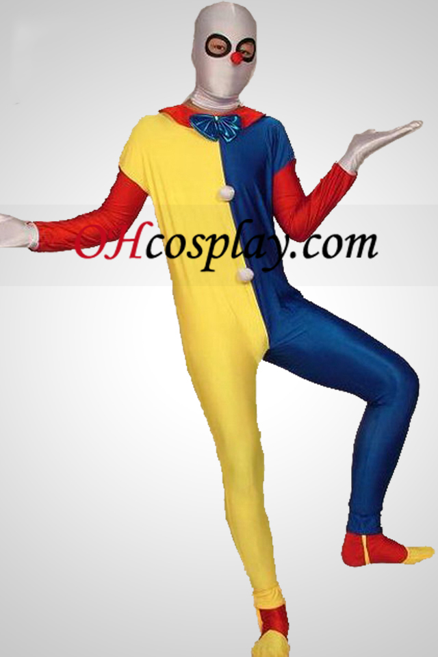 Многоцветен Clown Зентай Suit