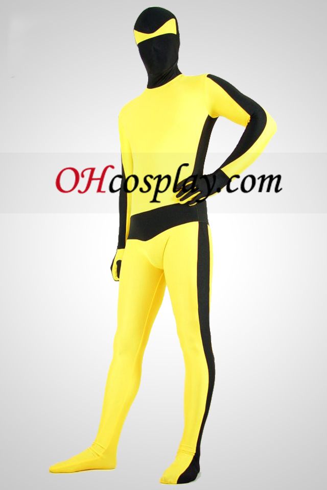 Жълто и Черно Bruce Lee Lycra Spandex Унисекс Зентай Suit