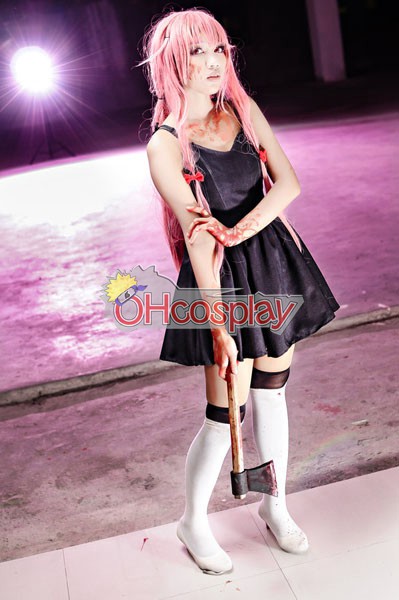 Mirai Nikki (Disfraces Diario de futuro) Yuno Gasai Negro vestido de traje de cosplay