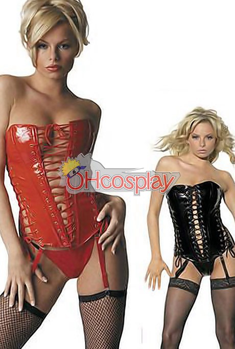 Sexy Red PVC Boned Corset Bustier